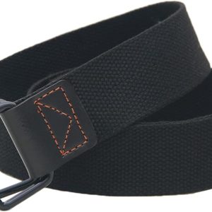 Canvas Belt Men Black Fabric Cloth Belts Women Metal Double Ring No Hole Waist Belt for Shorts, Jeans, Pants