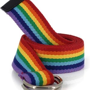 Canvas Web Double D Ring Plaid Belt Silver Buckle Long Waistband for Women Men Teens