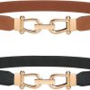 Women Stretchy Waist Belt Retro Elastic Skinny Belt for Ladies with Gold Buckle