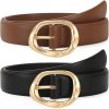 2 Pack Leather Belts for Women Fashion Waist Belt with Liquid Shapes Women Belt for Jeans Pants Dresses