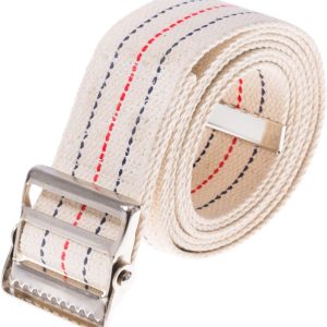Transfer and Gait Belt with Metal Buckle - Transfer Walking and Standing Assist Aid for Caregiver Nurse Therapist 2 inches (Beige with Stripes, 60")