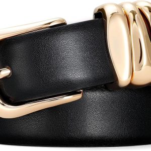 Belts for Women for Jeans Pants Dresses, Plus Size Belts for Women with Fashion Gold Buckle