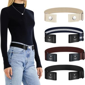 Belts for Women/Men Buckle Free Elastic Belt Invisible No Buckle Stretch Waist Belt For Jean Pants,Dresses,No Bulge