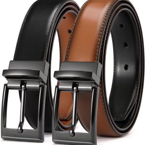 Reversible Belt Men 1 Piece - 1.25" Leather Dress Belt - Trim to Fit for Elegant Style