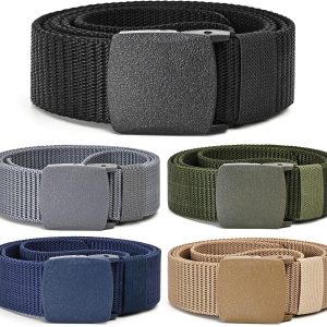 Tactical Men's Nylon Belts,5 Pack Mens Belts Casual，Military Canvas Outdoor Metal-free Belts